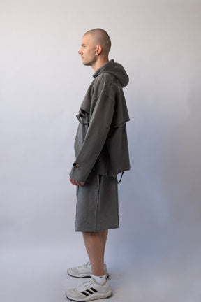 Two-In-One Piece Hoodie - Natural Gray
