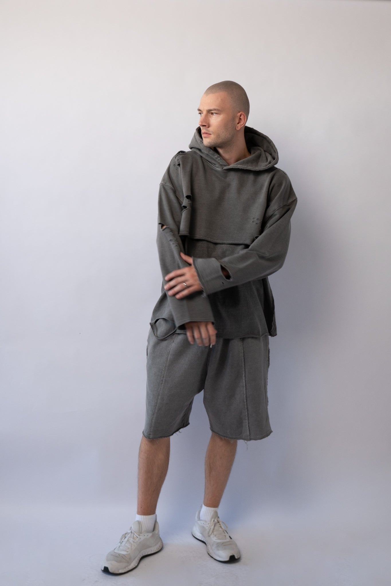 Two-In-One Piece Hoodie - Natural Gray
